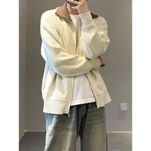 남성용 남색 니트 캐주얼 가을 카디건 칼라 칼라넥 패피3