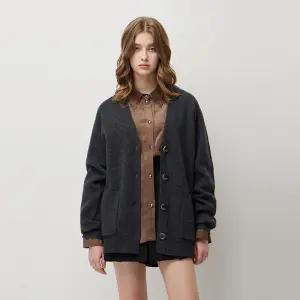 시슬리 본사 캐시미어 블렌드 이중지 니트 가디건 SAKC31561CG1060198