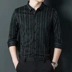 남친 니트 캐주얼 슬림핏 봄가을 스트라이프 긴팔 양털 셔츠 패피3