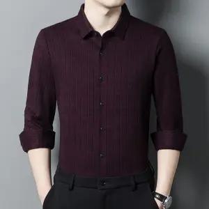 남친 울 봄 가을 캐주얼 셔츠 긴팔 슬림핏 상의 스트라이프 패피3