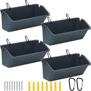 Wenqik 4팩 5쿼트 걸이식 닭 모이통 트로프 염소 오리 물 금속 클립 울타리 칠면조 말돼지 사슴 거위 가축