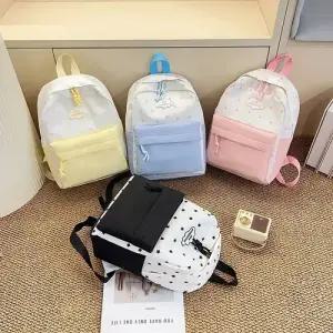 여성용 가을 캐주얼 백팩 러블리 대용량 스타 프린트 패피3