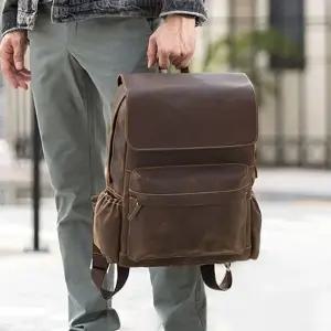 남성용 빈티지 백팩 소가죽 대용량 컴퓨터 아웃도어 가방 패피5