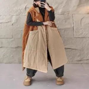 여사친 하프 후드 조끼 빅사이즈 점퍼 따뜻한 민소매 스웨이드 도톰 패딩 1PICK1