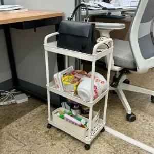 화이트 트롤리 이동식 수납함 3단 이동식선반 수납트롤리 트롤리수납함 3단트롤리