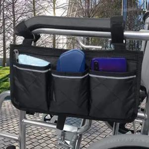 휴대용 휠체어 스토리지 파우치 유모차 의자 보조보행기 스트랩조절 포켓 지퍼