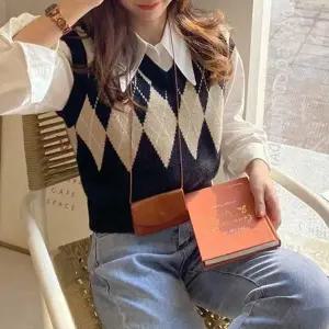 여자 LQM048C3 조끼 룩 캐주얼 니트 캐주얼 베스트 데일리 코디