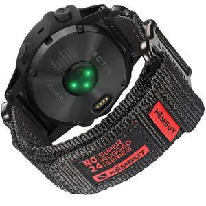 가민 워치 밴드와 호환되며 페닉스 / 포러너 어프로치 MARQ 콰틱스 D2 시리즈를 위한 직조 루프 디자인의 슈퍼 러기드 나일론 스포츠 스트랩 남성 터프 교체 밴드