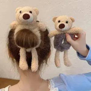 곰돌이 인형 털 밍크 퍼 곱창 헤어 머리끈 M11361 곱창밴드 퍼곱창 인형머리끈 퍼머리끈