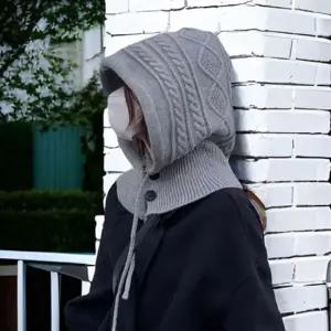 여자 겨울 니트 목도리 넥 워머 후드 바라클라바 코디