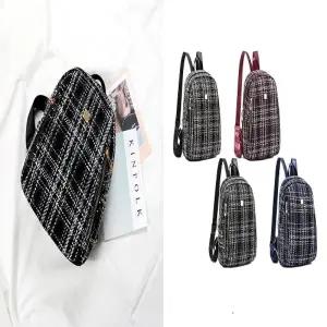 트위드 패턴 체크 오피스 여자 출근 백팩 가방