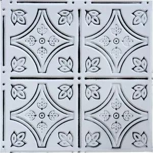 홀리데코 양철 벽 타일 네일업 천장 계단 라이저 주방 백스플래시 - 앤티크 화이트 12x12 인치