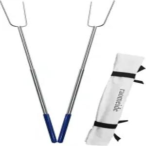 RAOMEIDE 32인치 대형 핫도그 로스팅 스틱 스모어스 파이어 피트 롱 마시멜로 꼬치 (2팩)