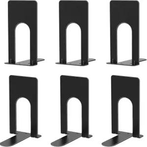 옵톰니 북엔드 선반용 소형 3쌍 3.9 x 2.8 × 5.2인치 블랙 메탈 북 스토퍼 홈 오피스용 튼튼한 책