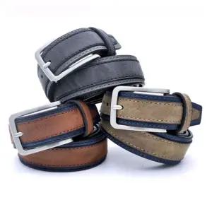 크로스오버 심플 버클벨트 캐주얼벨트 브라운 그레이 남성벨트 가죽벨트 남성자동벨트