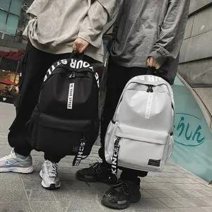 남녀 학생 캐주얼 레터링 스트랩 장식 백팩 책가방
