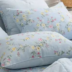 플라워 블루 스트라이프 50X70 마이크로 모달 베개커버