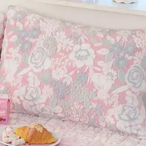 포그니 착번 핑크 극세사 지퍼형 베개커버 50X70