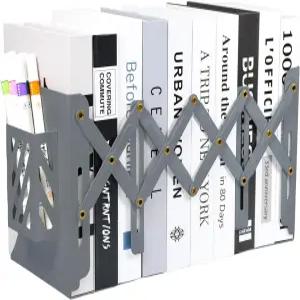 SAYEEC 조정 가능한 책꽂이 금속 무거운 책을 위한 펜 홀더로 끝남 3 칸막이 확장 책상 스탠드 스토퍼 랙