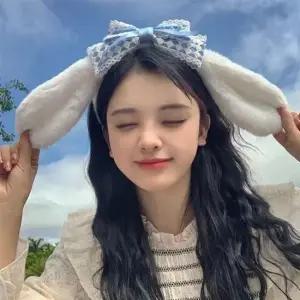 리본 드롭이어 토끼귀 머리띠 겨울 파자마파티 파티소품 귀여운소품 귀여운악세서리