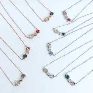 투컬러 큐빅 목걸이 체인목걸이 블링 심플