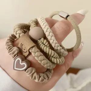 데일리 포인트 꽈배기 머리끈 5종 세트 고탄력 헤어끈 여성머리끈 머리고무줄 헤어고무줄