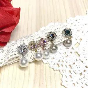 silver 925 은침) 바비 클래식 진주 귀걸이 볼드 블랙 크리스탈귀걸이 럭셔리귀걸이