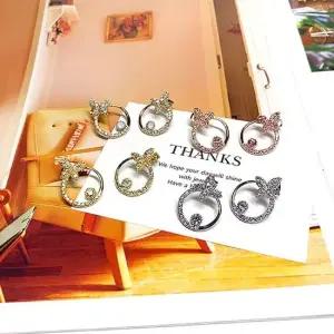 silver 925 은침) 버터플라이 써클 귀걸이 볼드 블랙 크리스탈귀걸이 럭셔리귀걸이