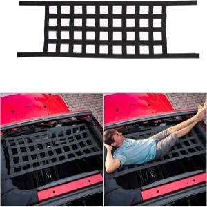 지프 랭글러 YJ TJ JK JL JLU JT 글래디에이터 액세서리용 메시 카고 네트 해먹 루프 탑 1987-2024 (블랙)