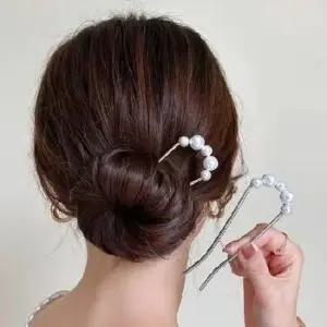 진주비녀 U자 비녀 머리 장식 꽂이 뒤꽂이 올림머리핀 비녀핀 머리비녀 진주장식비녀