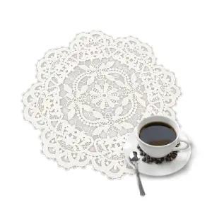 [모두쇼핑]쿠치나 백색 레이스 식탁매트 원형 테이블 소품받침 매트 테이블매트