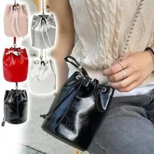 여성 미니 원통 버킷백 1P 크로스백 끈조임 외출 가방