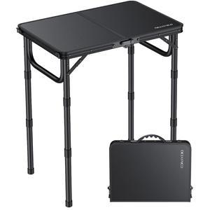 다이세이니코 접이식 캠핑 테이블, 22인치 x 15인치 피크닉 높이 조절 가능 최대 27.5인치, 매트 블랙 알루미늄 파티, 다이닝, 가든, 파티오, 마켓용 손잡이 포함
