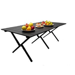 에볼루션 헤리티지 컬렉션 휴대용 로우 알루미늄 롤업 해변, 캠핑, 피크닉을 위한 여행용 접이식 테이블 u2013 컴팩트, 경량, 실내 및 실외용 다목적(블랙)