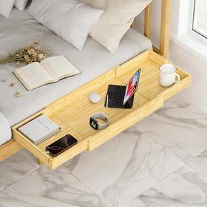 민부 확장형 나이트스탠드 선반 대나무 대학 캐디 탑 이층 클립 침대 옆 플로팅 베드 사이드 테이블 트레이 수납 기숙사 방 장식