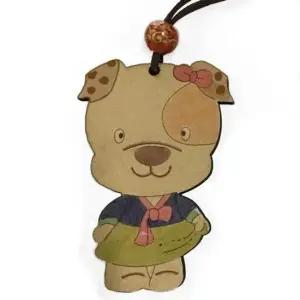 강아지용 우드팬시 목걸이 강아지목걸이 우드팬시 가죽끈 비즈장식 중국제품 지은아트