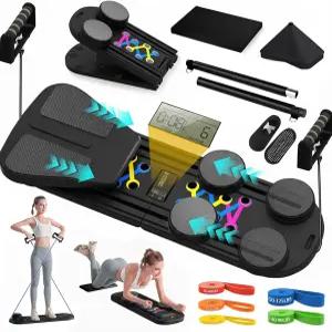 필라테스 보드 9 in 1 다목적 리포머 세트 요가 양말 및 저항 밴드가 있는 휴대용 여성 피트니스 가정용