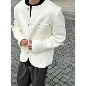 남친 봄 가을 패턴 프렌치 패드 바람막이 점퍼 노카라 잠바 코트 admr3