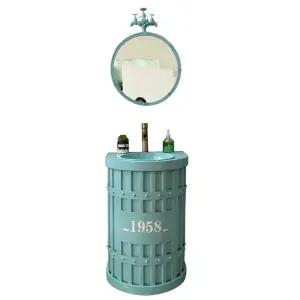 드럼통 레트로 화장실 세면대 럭셔리 빈티지 세면기