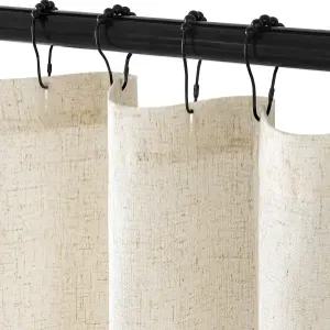 밀레 리넨 샤워 커튼 12 메탈 후크 세탁 가능 컨트리 보호 농가 헤비 버튼홀 패브릭 세트 욕실용 두꺼운 천