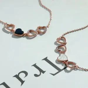 시뮬럿다이아 화이트 블랙 하트 자개 팔찌 LB274Bc 시뮬럿다이아 체인큐빅팔찌