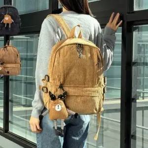 백팩 데일리 디자인 캐주얼 스타일 인형 코듀로이
