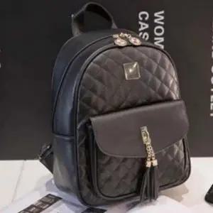 (색상 블랙)케주얼 포인트 골드 여성 태슬 장식 블랙 백팩