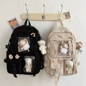 데일리 찍찍이 클리어 투명 포켓 수납 백팩 책가방