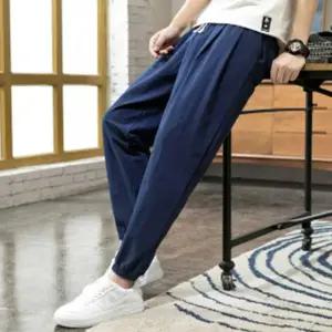 바지 밴딩 슬랙스 청바지 봄 외출 편한 남자 반바지 캐주얼 워싱 빈티지 면바지 여름