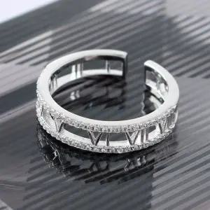 비쥬홀릭 실버925 로마숫자 큐빅 오픈링 반지 오픈반지 오픈링 사이즈조절반지