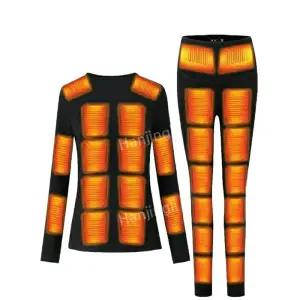 충전식 발열 온열 전기 내복 상하의 세트 남녀공용 겨울 방한 보온 기모 난방복