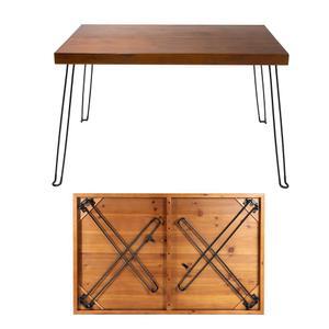 4인용 세련된 형태의 나무 접이식 식탁 - 헤어핀 다리 포함 농가 주방과 작은 공간을 위한 4피트 휴대용 소형 호두