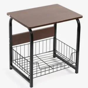 철제 자취 사각 모던골드 공간협탁 협탁 우드 스틸협탁 사이드테이블 바스켓 거실협탁