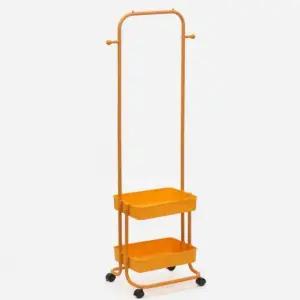 선반 옐로우 스탠드 트롤리 이동식 옷걸이 2단 행거 스탠드